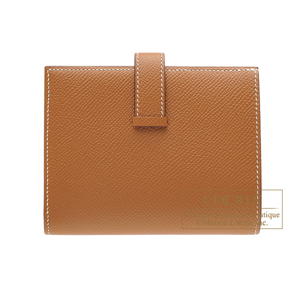 エルメス ベアンコンパクト ゴールド ヴォーエプソン ゴールド金具