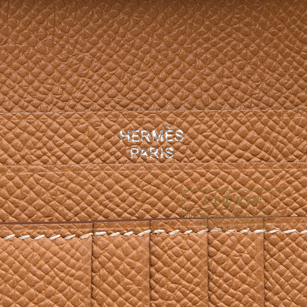 エルメス ベアンコンパクト ゴールド ヴォーエプソン シルバー金具