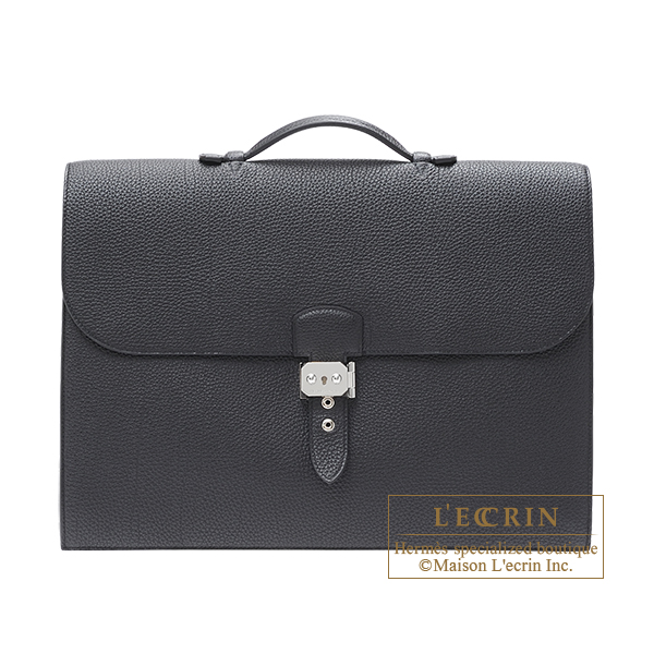 エルメス サックアデペッシュ41 ブラック トゴ シルバー金具
