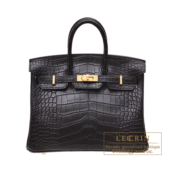 エルメス バーキン25 ブラック クロコダイル アリゲーターマット