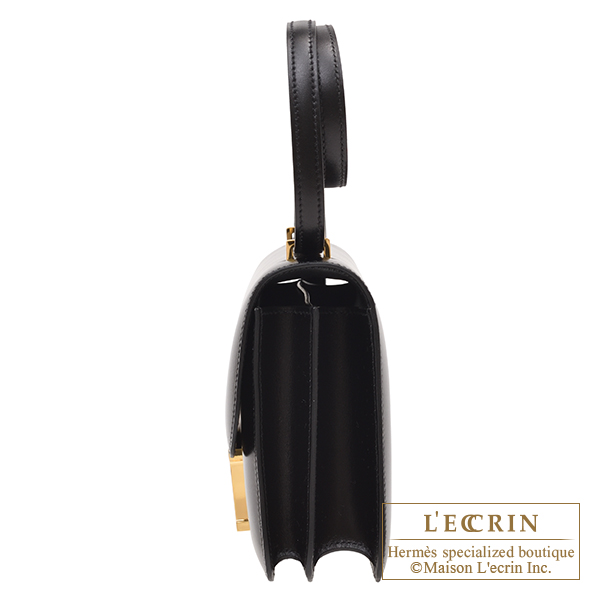 エルメス コンスタンスミニ ミラー ブラック ボックスカーフ ゴールド