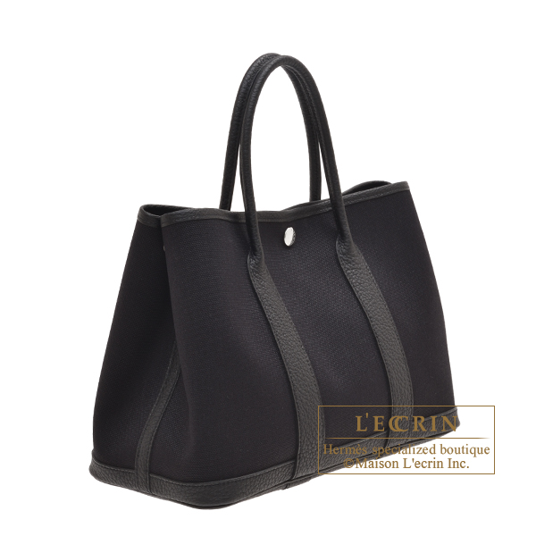 エルメス ガーデンパーティ30/TPM ブラック トワルミリタリー/ネゴンダ