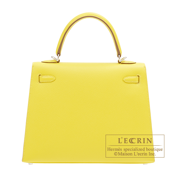エルメス ケリー25/外縫い ライム ヴォーエプソン シルバー金具