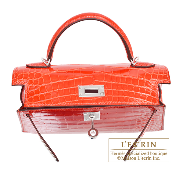エルメス ケリーミニ/外縫い オレンジポピー クロコダイル