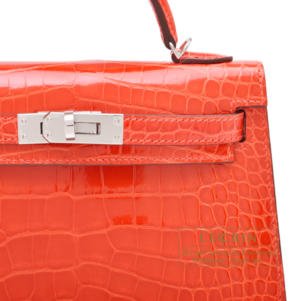 エルメス ケリーミニ/外縫い オレンジポピー クロコダイル
