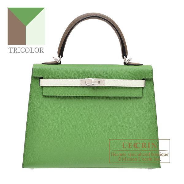エルメス ケリートリコロール25/外縫い ヴェールユッカ/ヴェールフィズ