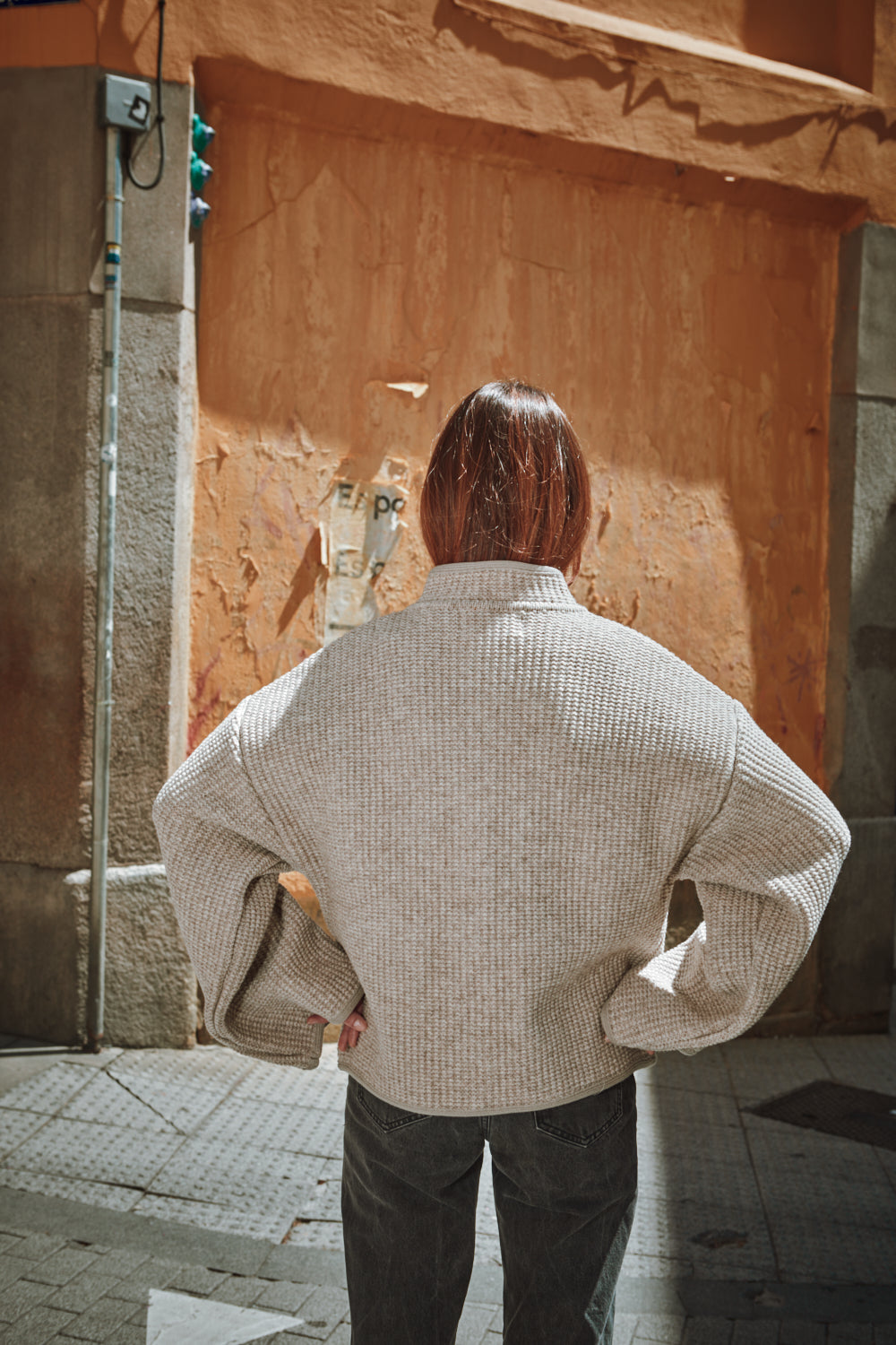 DELPHINE Bell-Sleeve Knit Jacket in Merino Wool - Beige | L'Envers