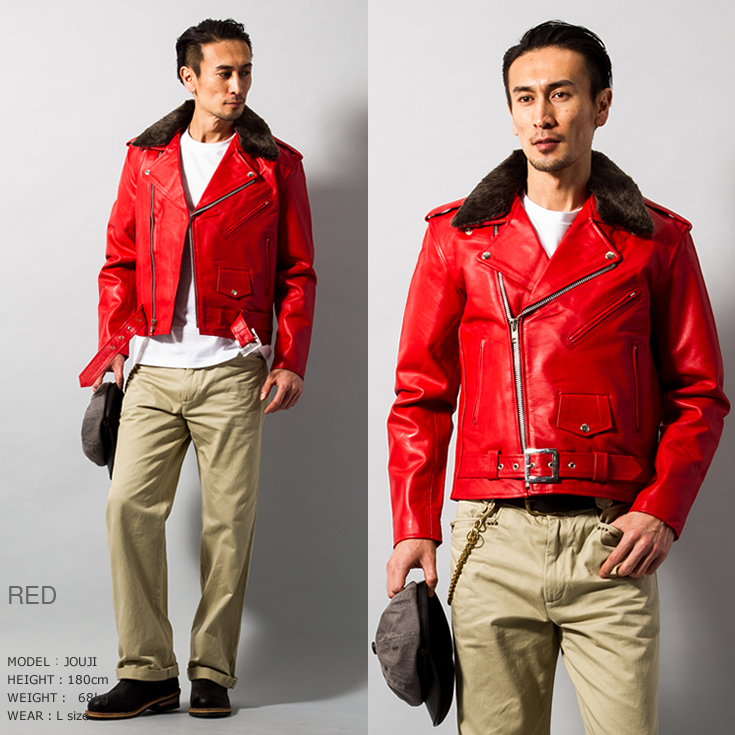 Horn Works 本革 襟ボアダブルライダースジャケット メンズ ホーン