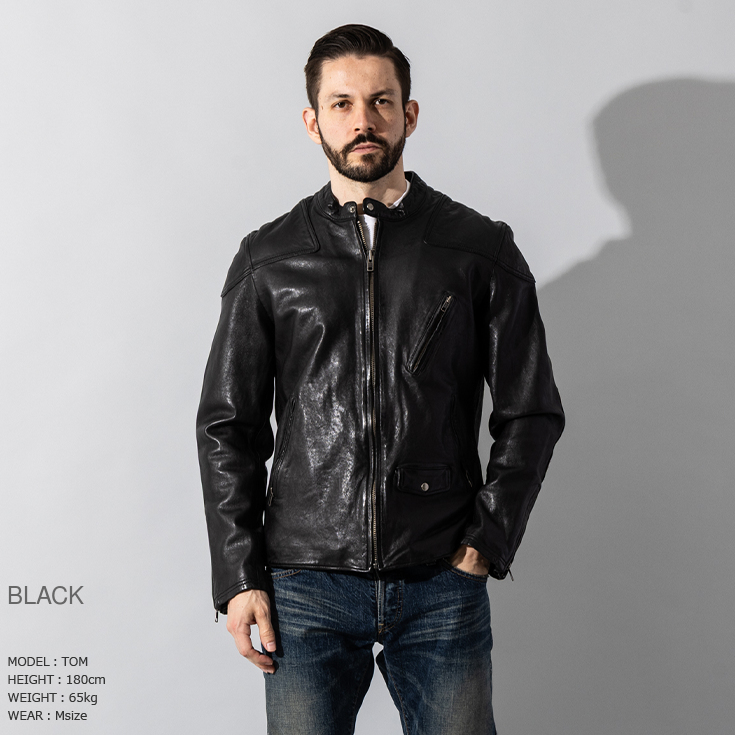 Liugoo Leathers 本革 フルベジ ビンテージ仕上げ シングルライダース