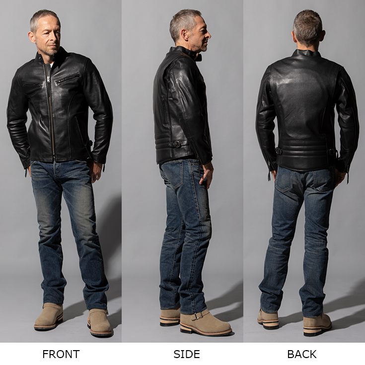 Liugoo Leathers 本革 プロテクター付シングルライダースジャケット