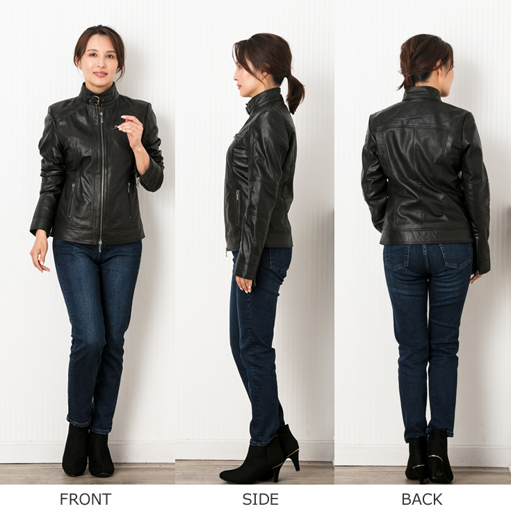 LIUGOO 本革 シングルライダースジャケット レディース リューグー