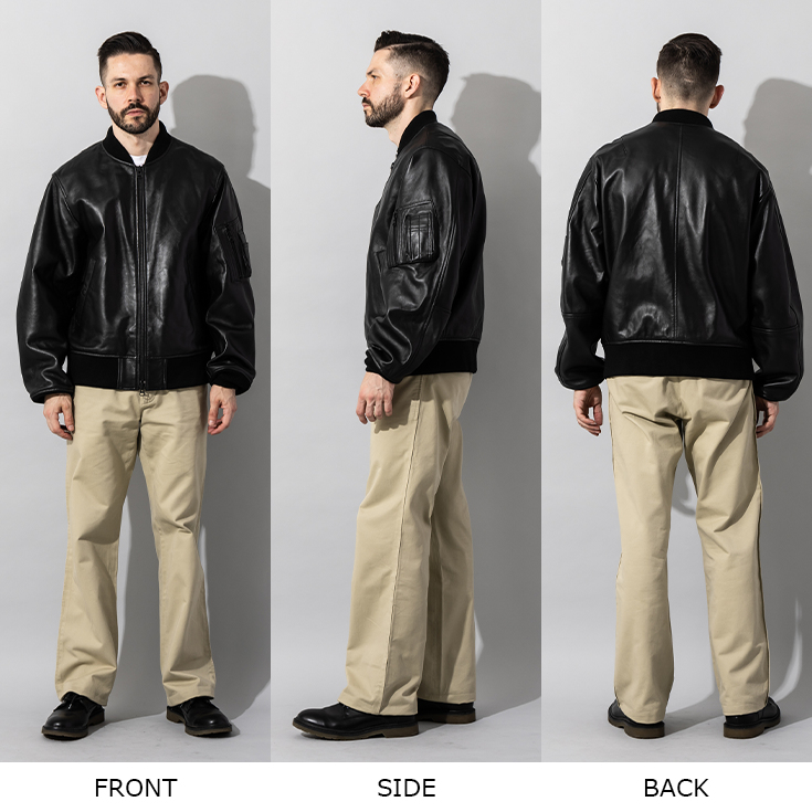 Liugoo Leathers 本革 MA-1フライトジャケット メンズ リューグー