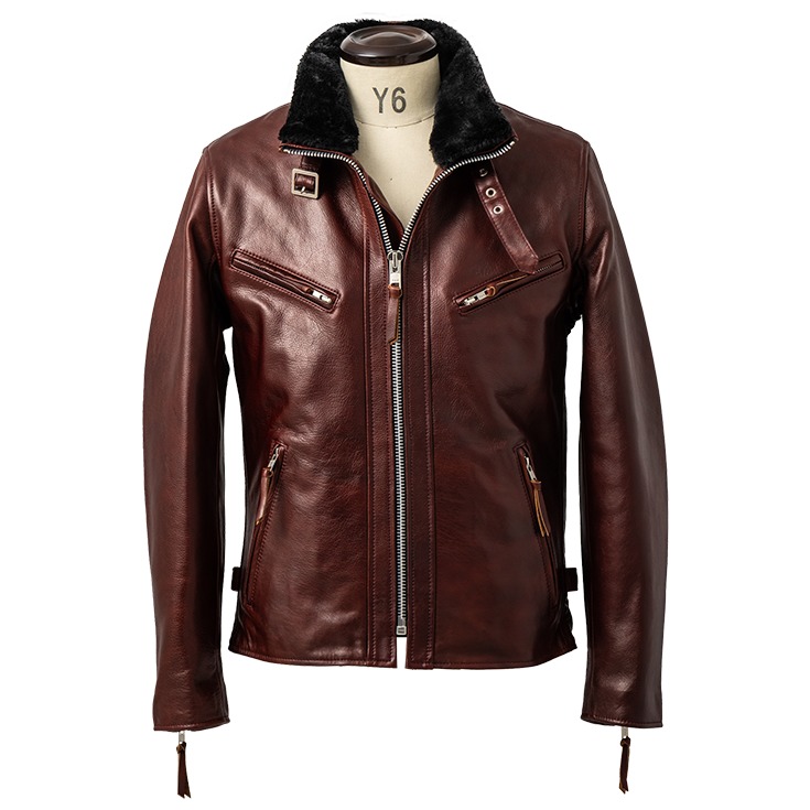 Liugoo Leathers 本革 WING-NECK シングルライダースジャケット メンズ
