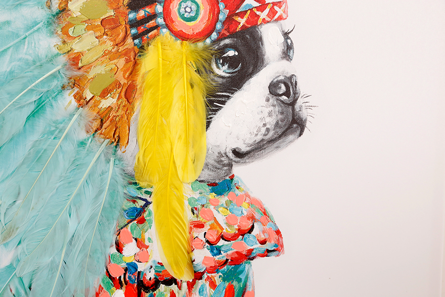 ヘッドドレスドッグ80×80cm キャンバスピクチャー - アート