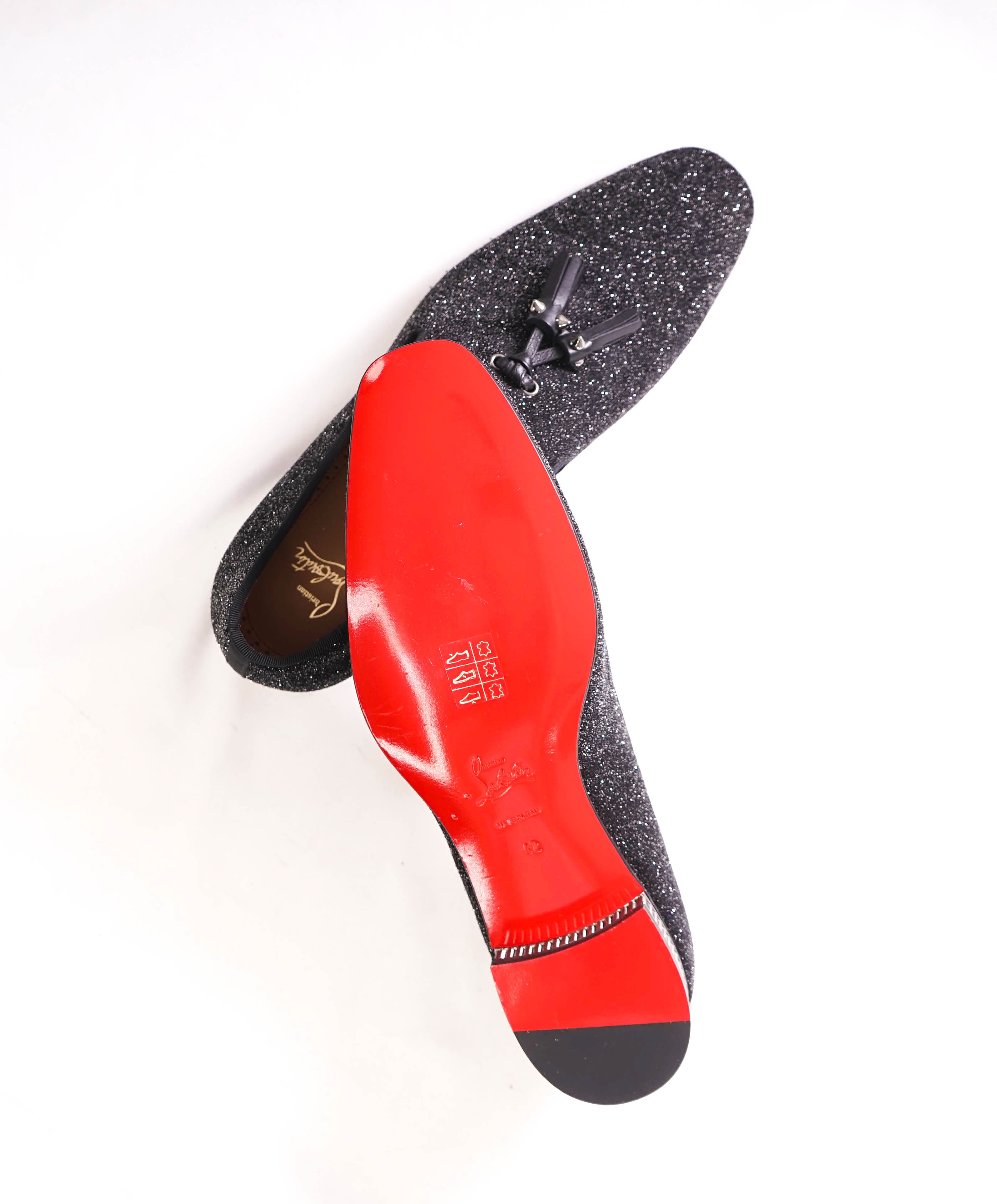 $1,250 CHRISTIAN LOUBOUTIN - * Colonnaki* Glitter Spiked Tassel Loafer