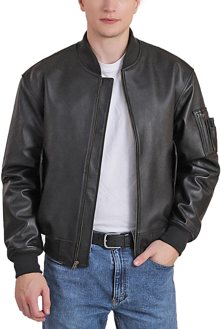 Landing Leathers Men MA-1 Leather Flight Bomber Jacket – Luxury Lane