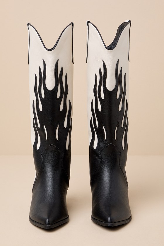 Billini Zarina Black Ivory - Flame Boots - Knee High Cowboy Boots