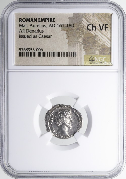 古代ローマ AD161-180年 マルクス・アウレリウス デナリウス銀貨 NGC