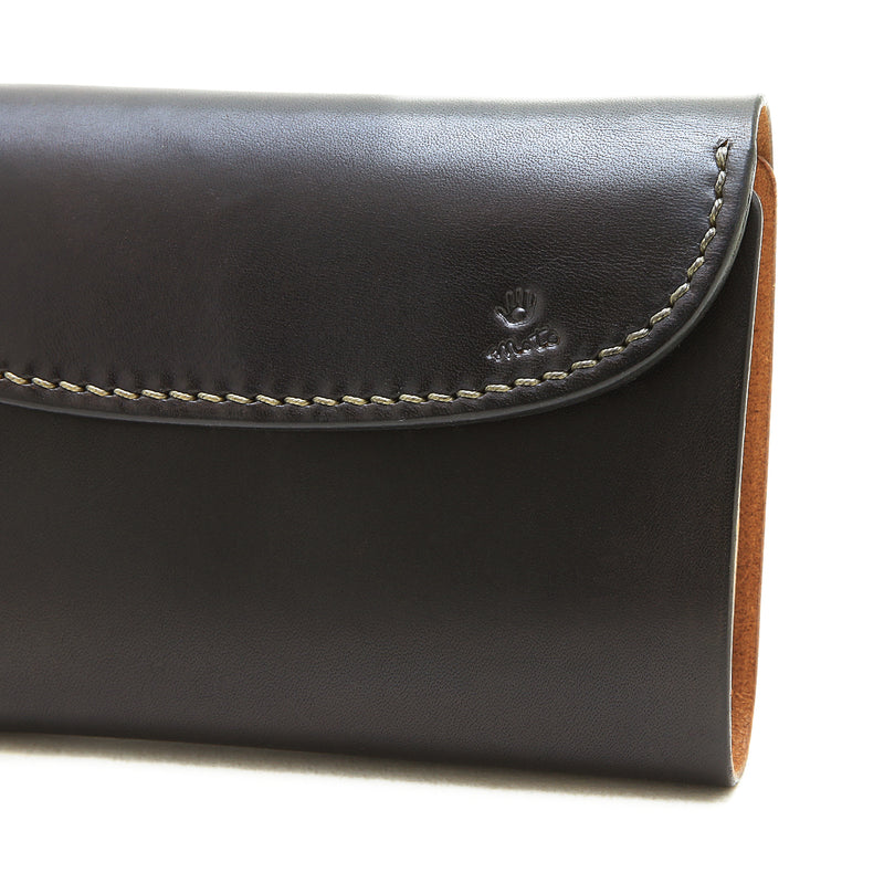 W6D ≪BLACK≫ HAND-DYED MIDDLE WALLET / 手染めミドルウォレット