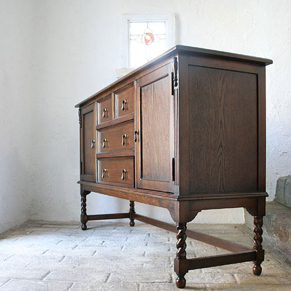 英国アンティークリプロダクト オーク サイドボード 150cm 【開梱設置