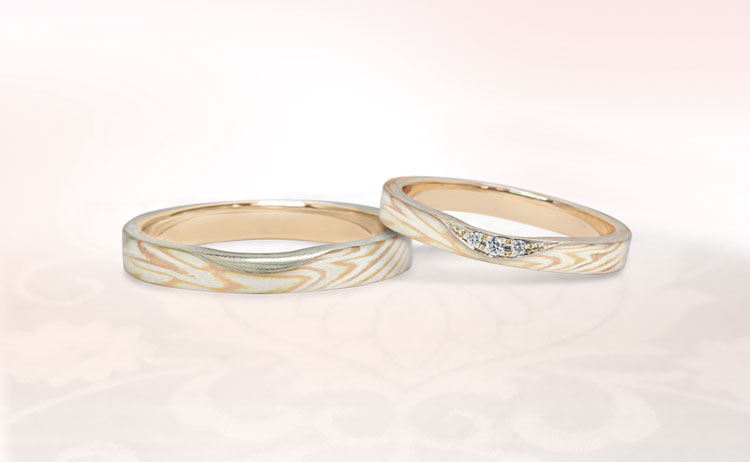 ピンクゴールドを使用した結婚指輪 | 結婚指輪・婚約指輪の杢目金屋