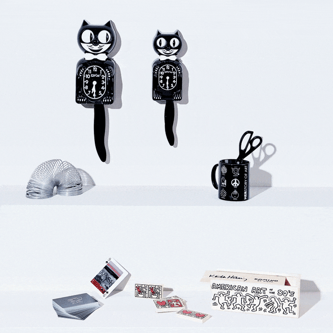 キットキャット ウォールクロック ブラック(ウォールクロック ブラック