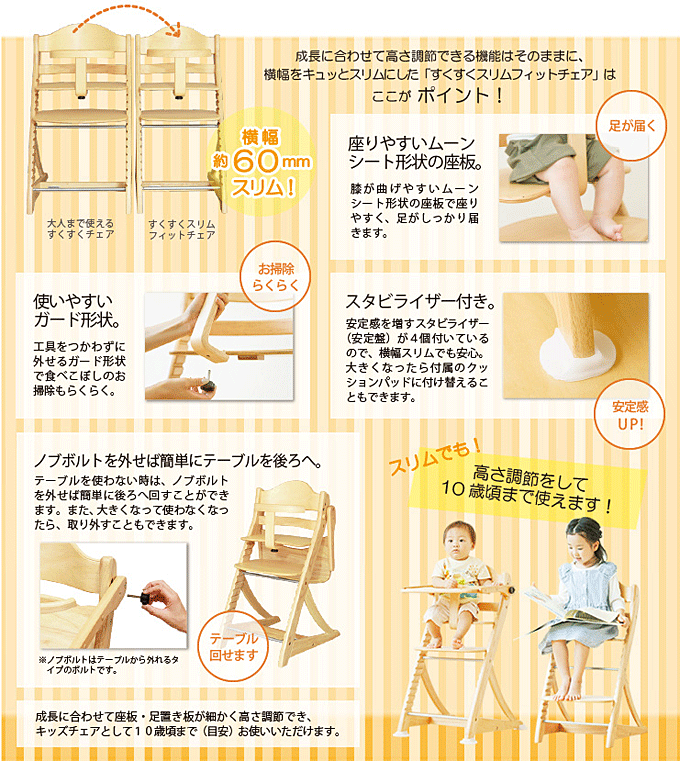 ベビーチェア すくすくスリムフィットチェア ガード付｜モモダ家具