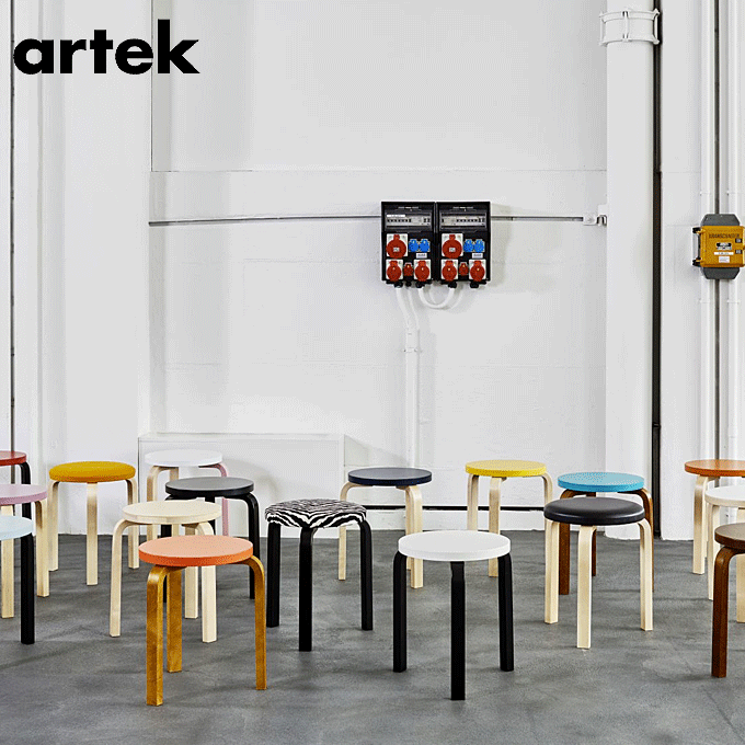 artek アルテック 不朽のスツール 60 Stool バーチ ブラックリノリウム