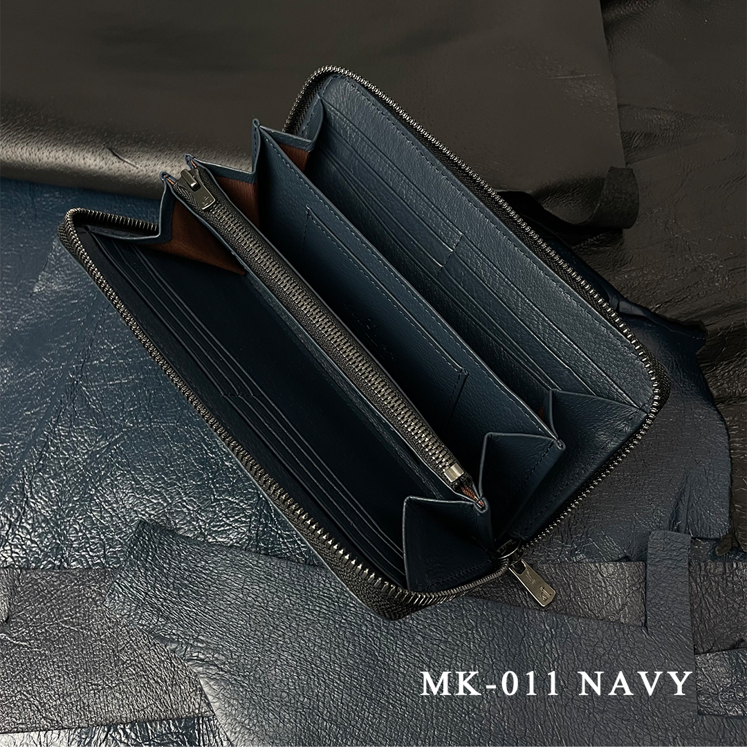 森野帆布×KASHIWA LEATHER ロングウォレット／ラウンドファスナー