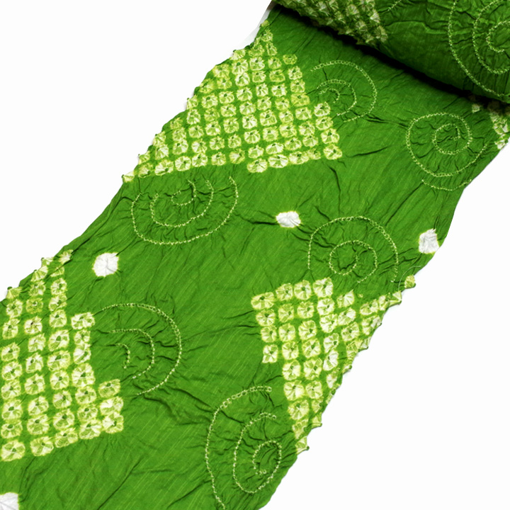 絞りの風合いで身を包む 有松鳴海絞り浴衣反【黄緑 巻線】 絞りの