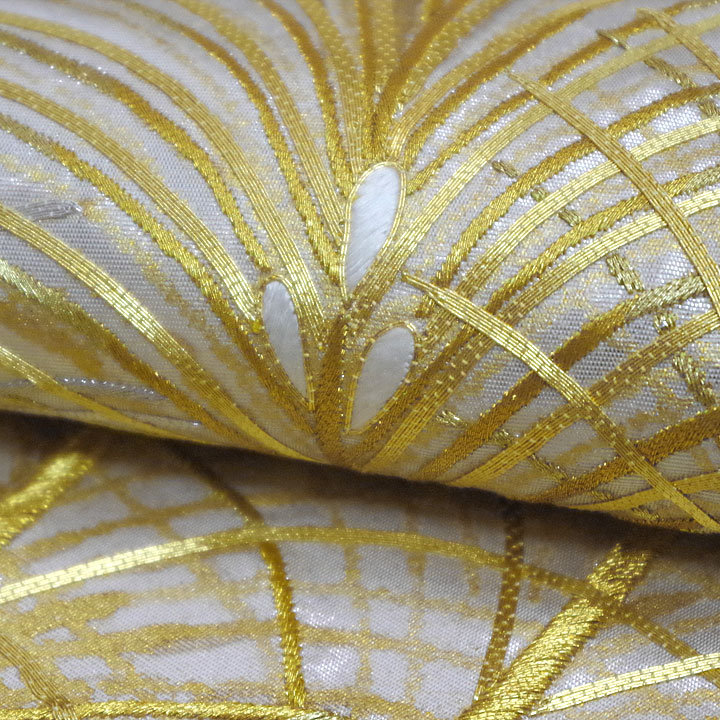 金駒刺繍 引箔袋帯【モダンな植物】 [241021-kinho-43] - ￥126,500