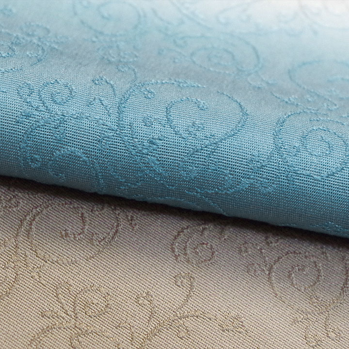 正絹丹後ちりめん グラデーション帯揚げ【唐草模様 茶・グレー・青