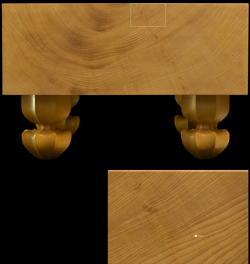 国産本榧足付碁盤 5寸2分（木裏） ga50044 | 前川榧碁盤店