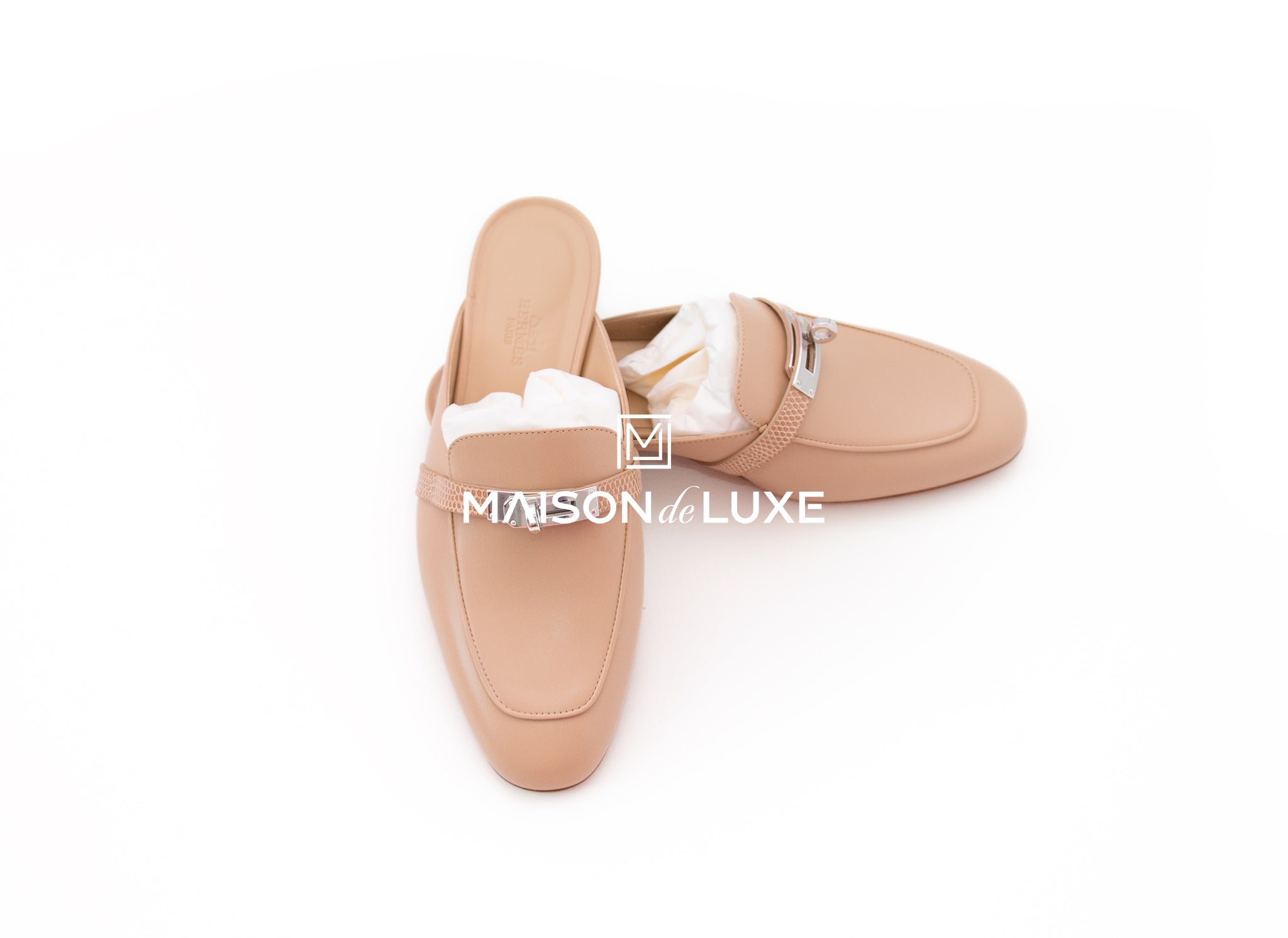 Hermes Beige Sarrazin OZ Kelly Mules 37 Lizard Shoes – MAISON de LUXE