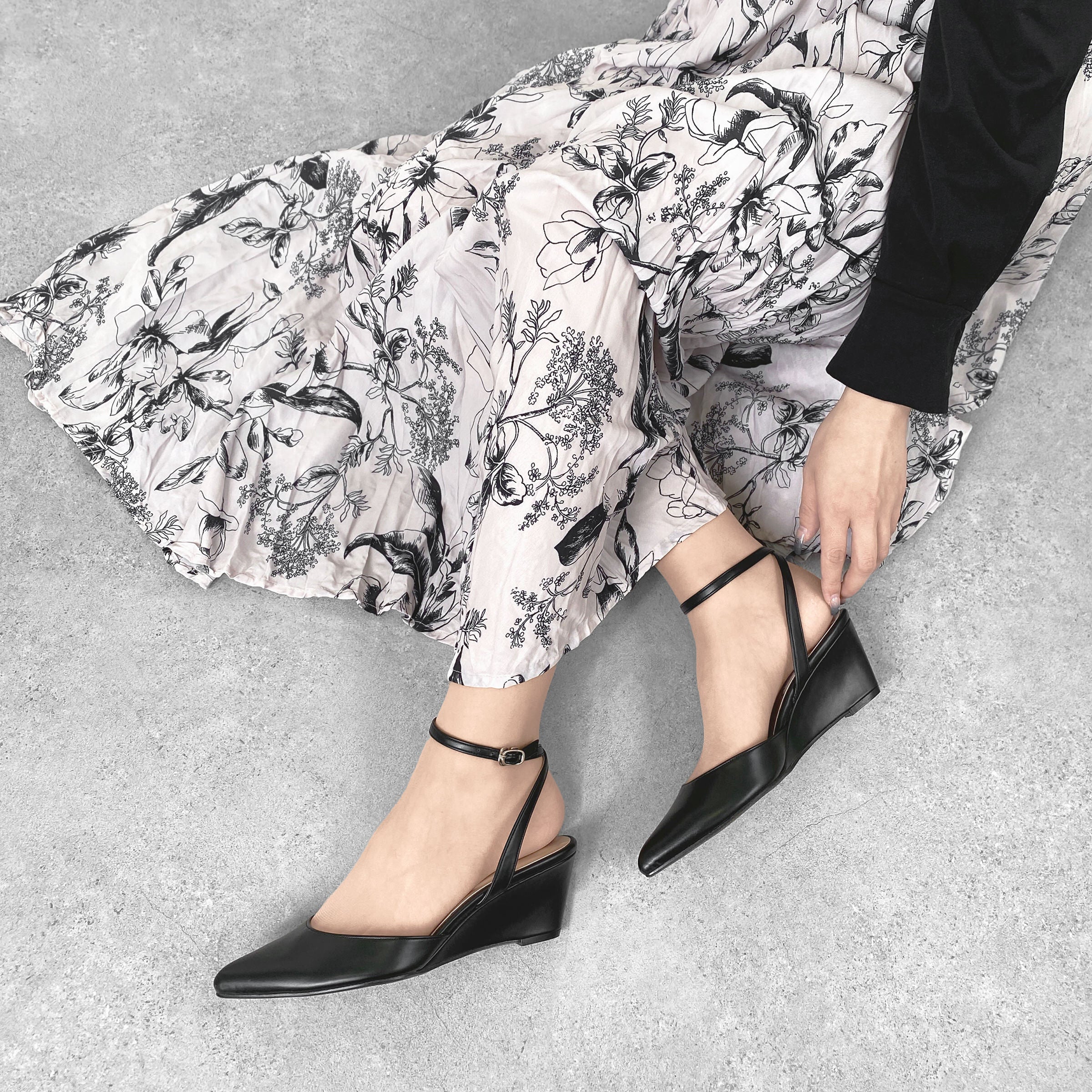 15%OFF：ウェッジソール パンプス（m55213）ブラック – mamian