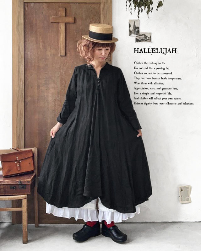 HALLELUJAH／Robe de femme de chambre 小間使いローブ衿付・black