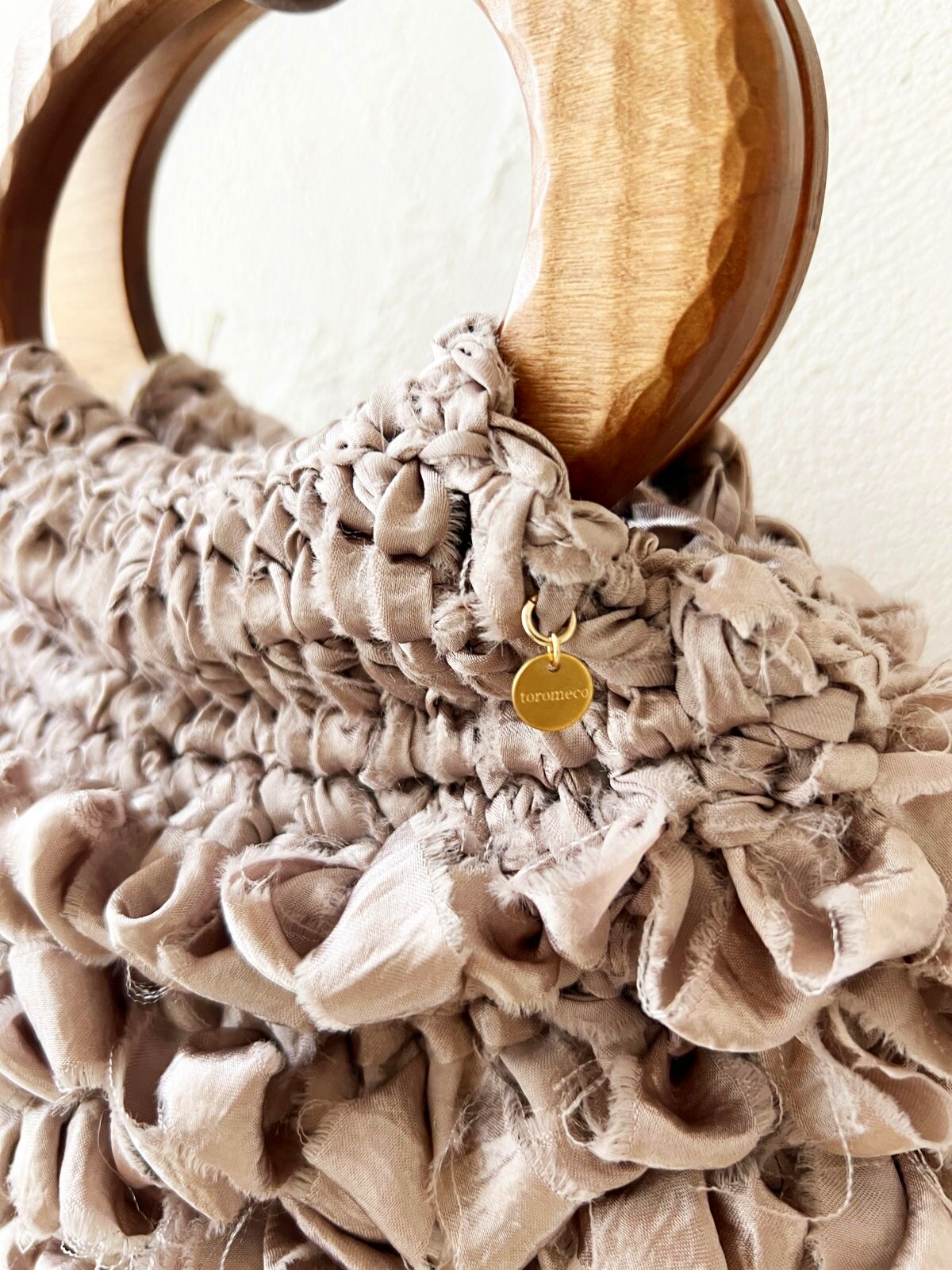 toromeco／裂き編みウッドハンドルバッグ・antique pink - MARCHE' DE