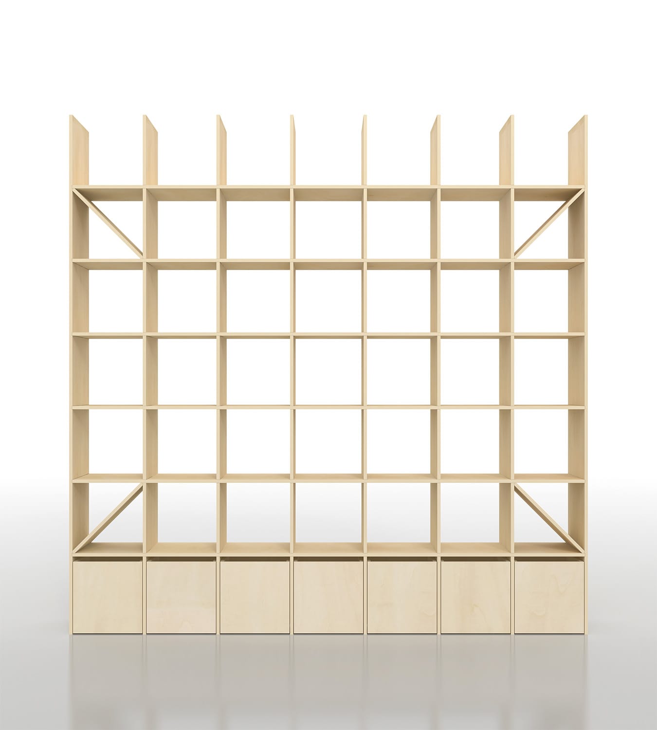 壁一面の本棚 奥行350mm（最下段なし）縦7コマ×横7コマ|Shelfシリーズ