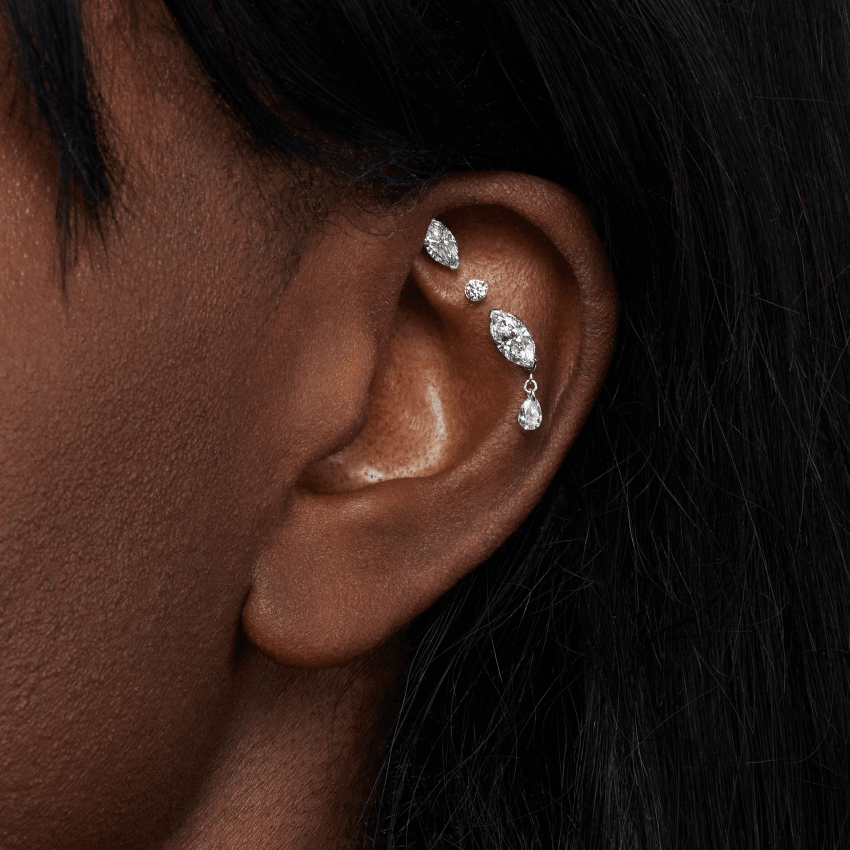 Single Teardrop Marquise Diamond Threaded Stud Earring – MARIA TASH