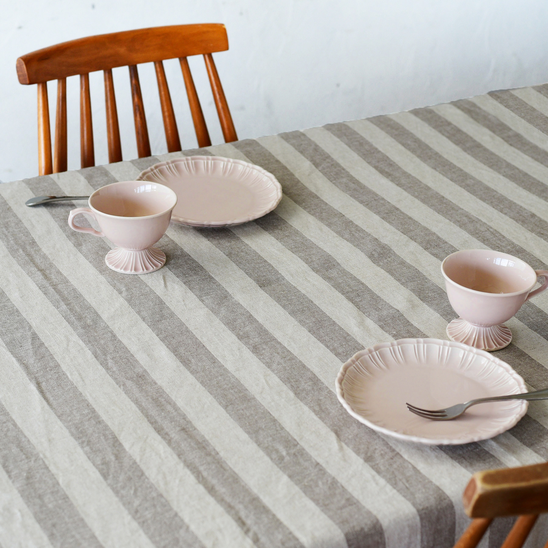 キッチンリネン :: テーブルクロス :: オックスストライプ(茶