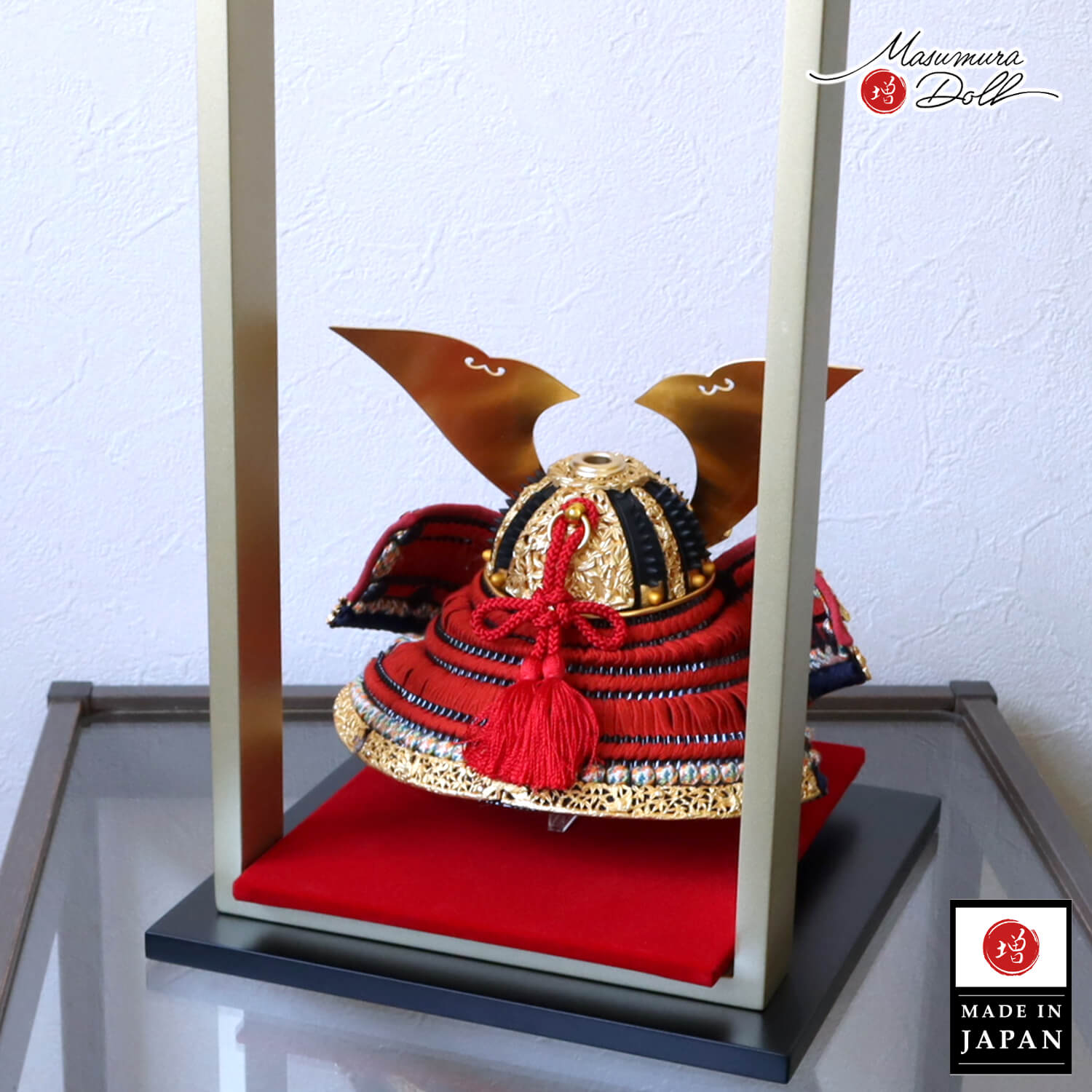 五月人形 伝統工芸士 平安晴峰作 7号 国宝模写 竹に雀之金物 茜赤糸 黒