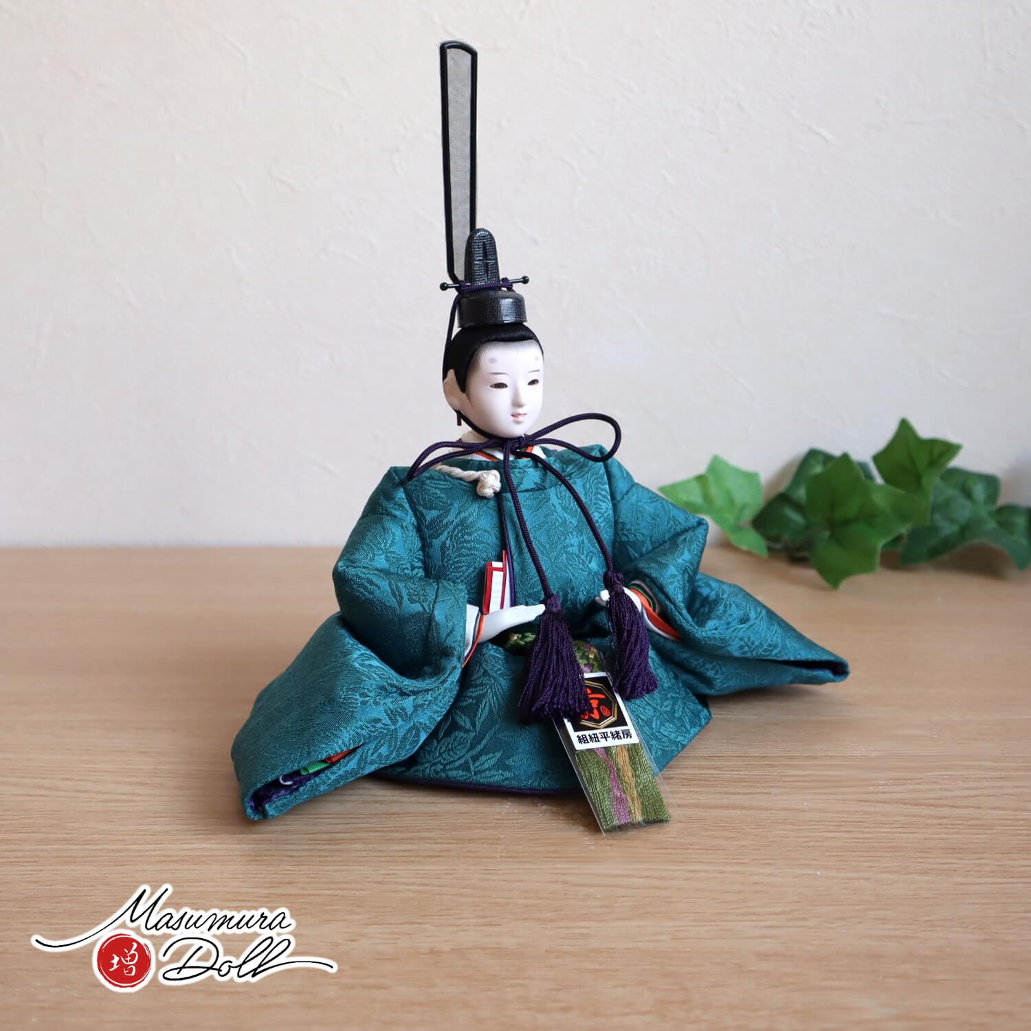 雛人形 京都・二世 三宅玄祥作 11番 正絹西陣織 瑠璃色 桐竹鳳凰 無地