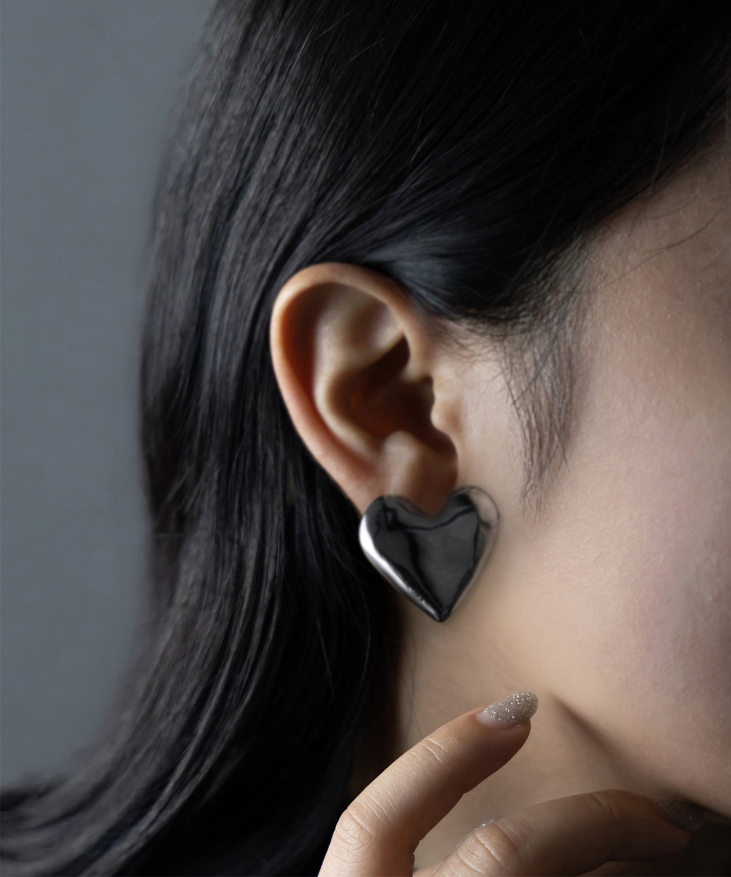 VOLUME SILVER HEART PIERCE ／ ボリュームシルバーハートピアス