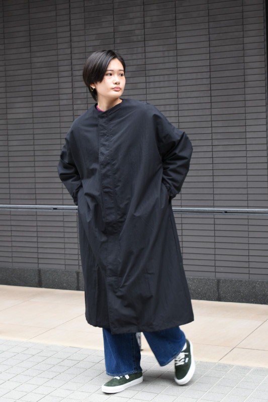 For WOMEN】Honnete (オネット) Tacked Sleeve Over Fit Coat [BLACK]