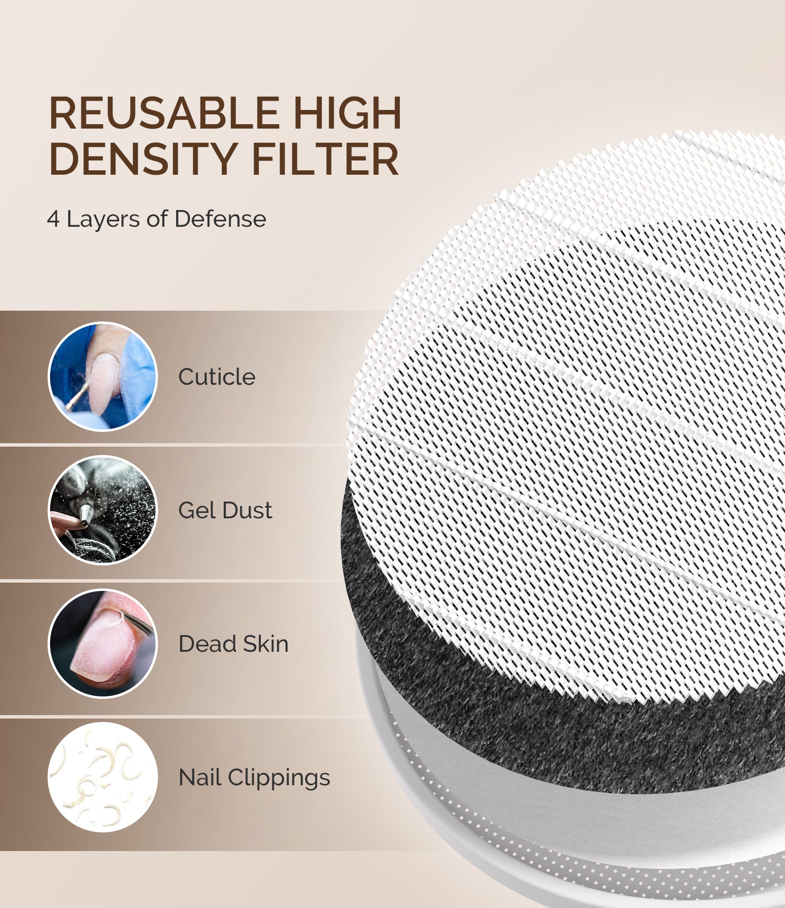 SProR Cordless & Rechargeable Nail Dust Collector - White