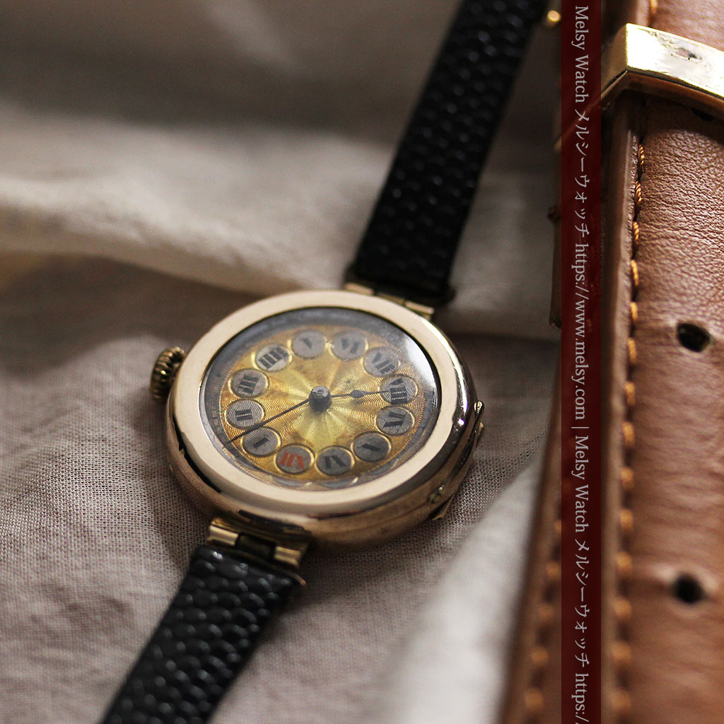 スイス製テレフォンダイアル金無垢アンティーク腕時計 【1910年頃】