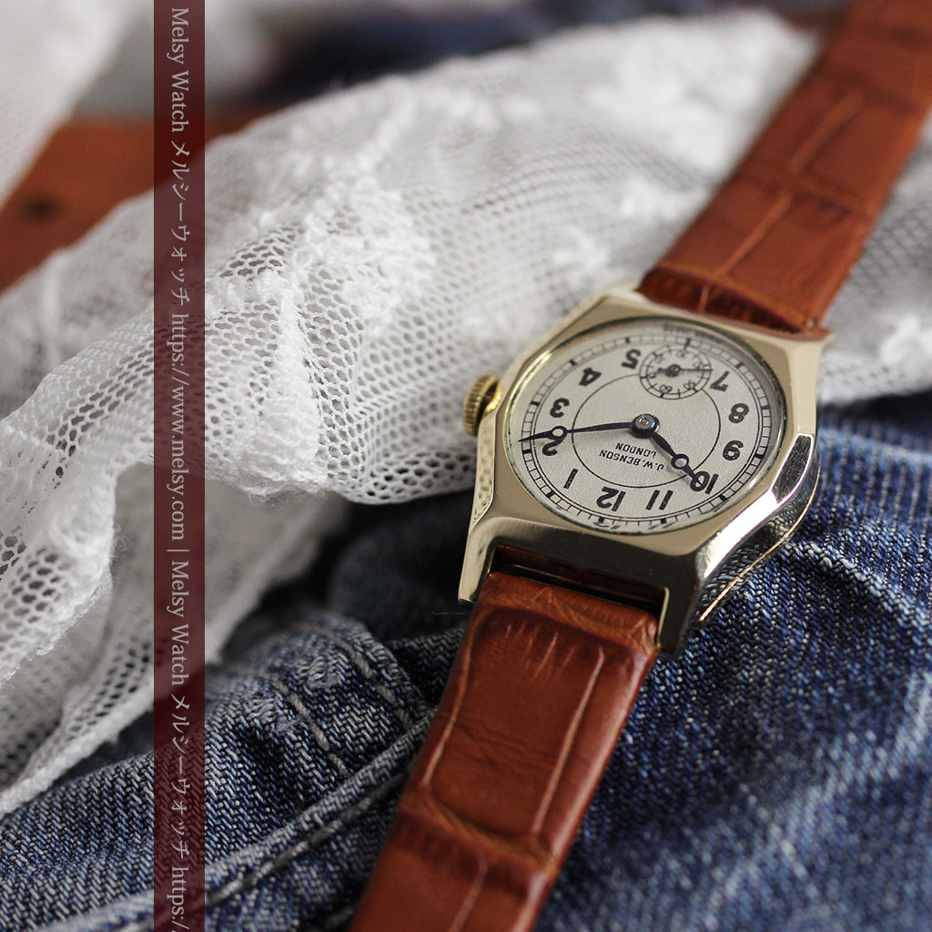 英国ベンソン 樽型の金無垢アンティーク腕時計 【1946年頃】