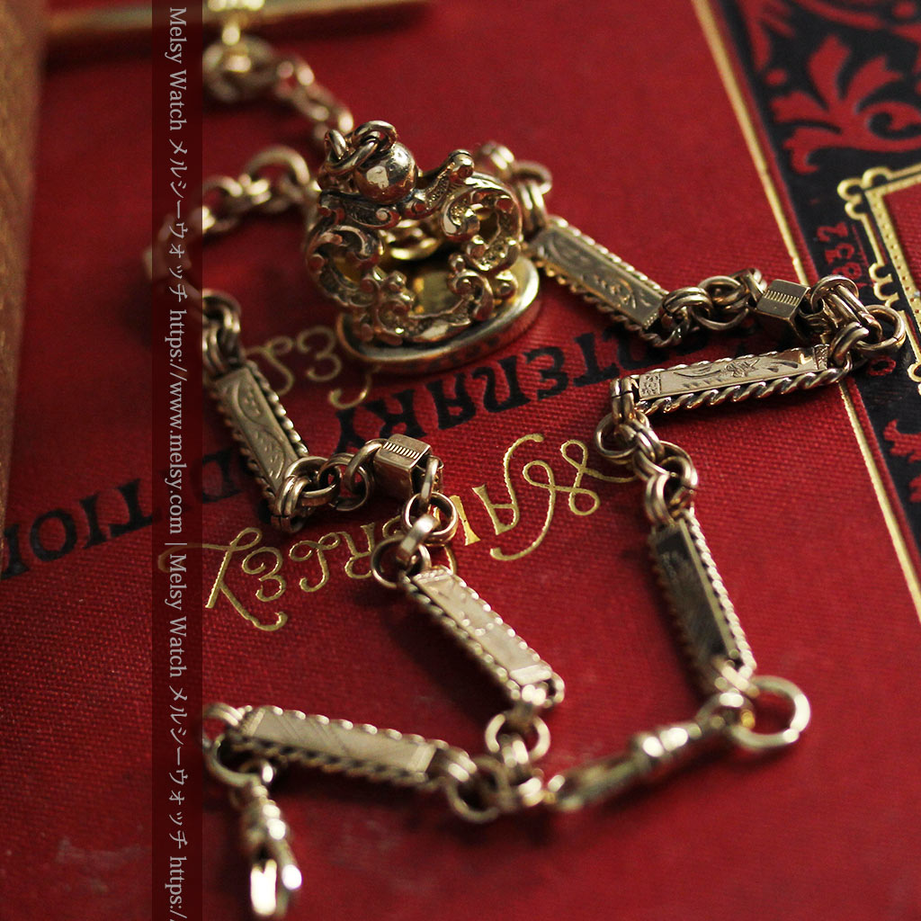 装飾の綺麗なダブルアルバート懐中時計チェーン 立体装飾付き