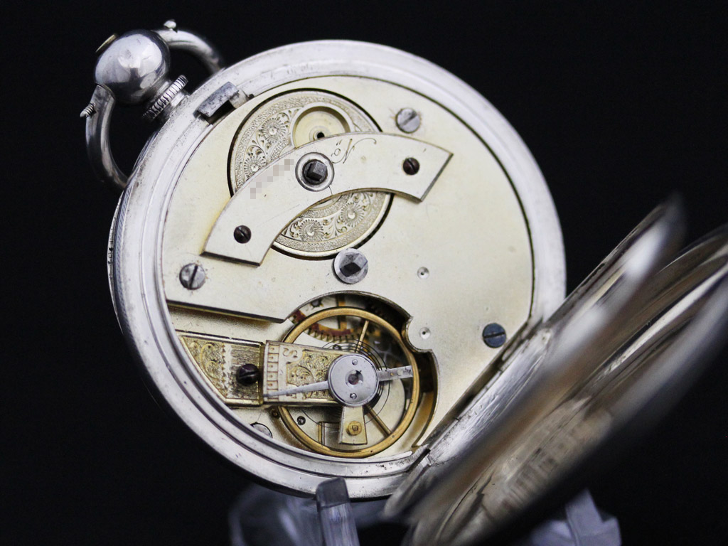 無銘 銀無垢アンティーク懐中時計 鍵巻き式 【1880年頃】