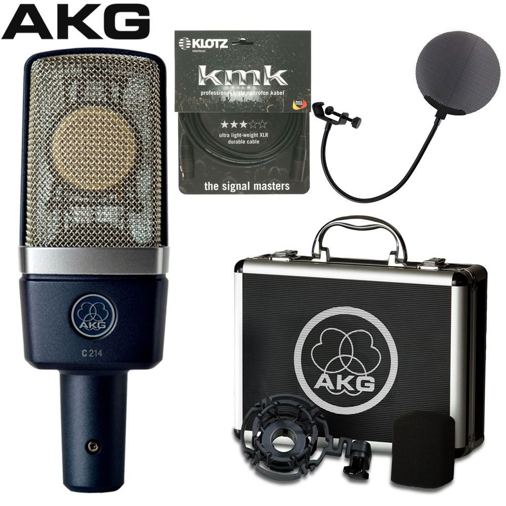 AKG コンデンサーマイク C214 (メタルポップガード+KLOTZマイク